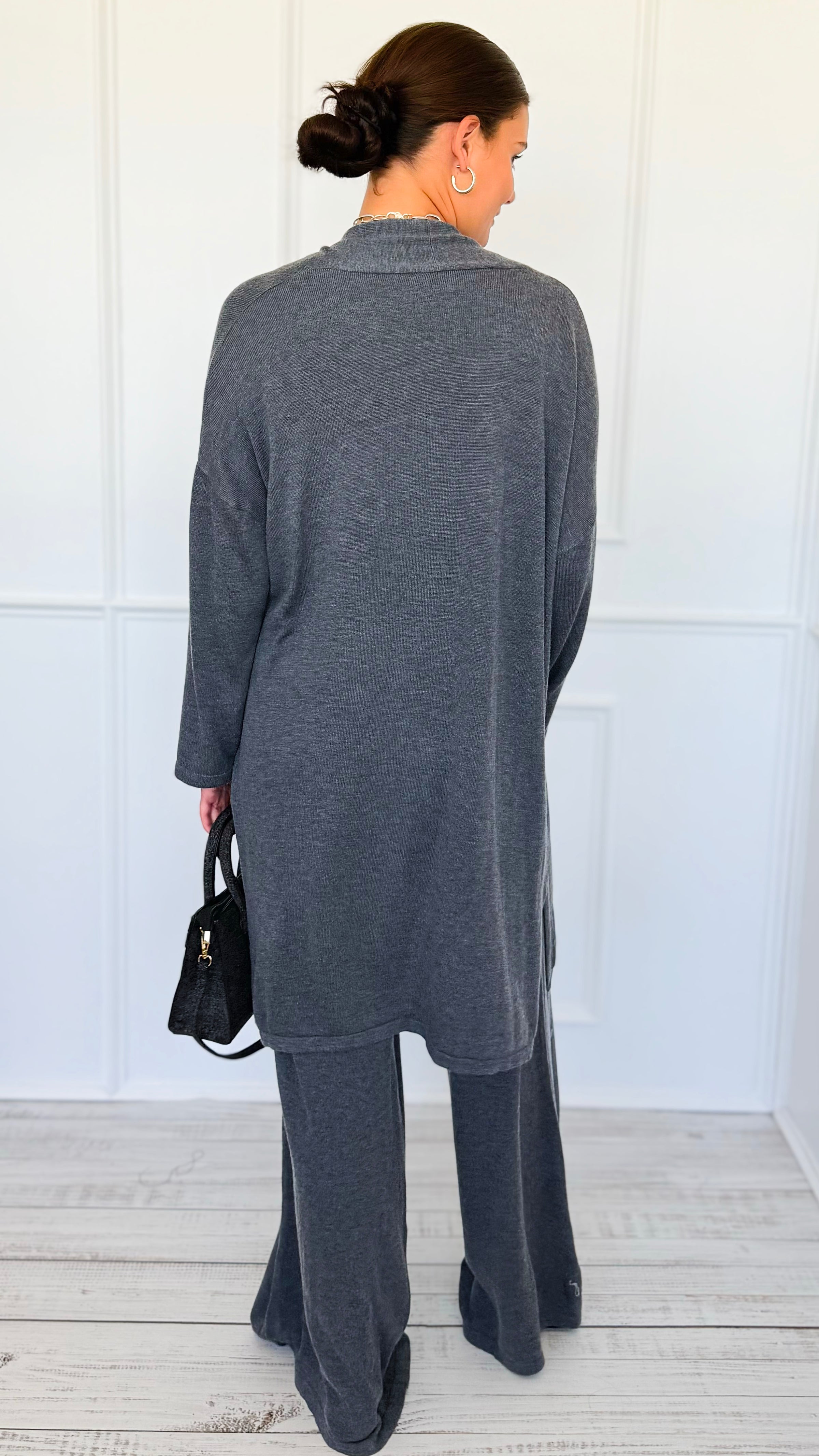 Triple Play 3 Pieces Italian Set- Dark Gray-210 Loungewear/Sets-Italianissimo-Coastal Bloom Boutique, find the trendiest versions of the popular styles and looks Located in Indialantic, FL