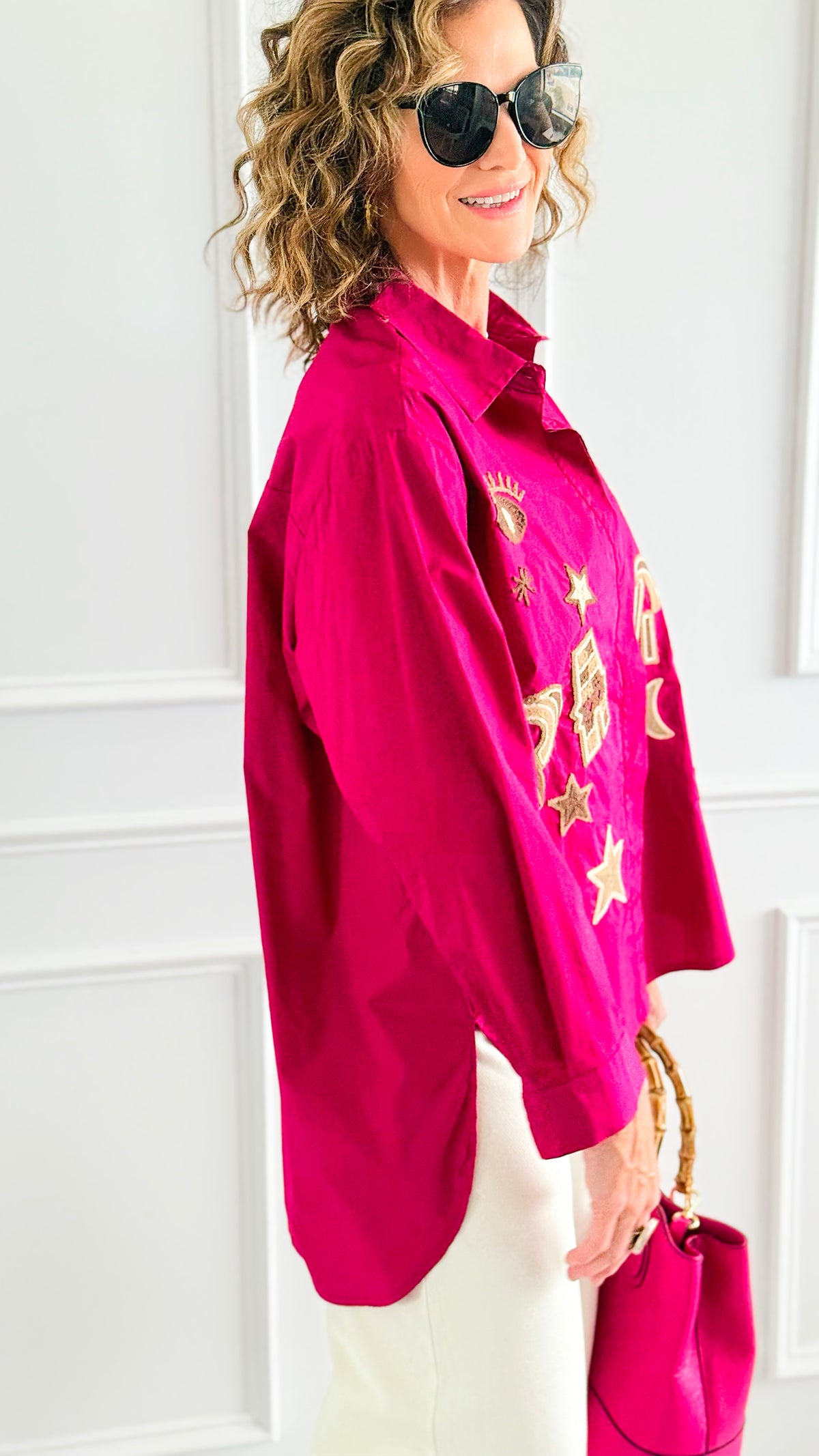 Astro Paris Italian Blouse-130 Long Sleeve Tops-AMIRA-Coastal Bloom Boutique, find the trendiest versions of the popular styles and looks Located in Indialantic, FL