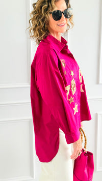 Astro Paris Italian Blouse-130 Long Sleeve Tops-AMIRA-Coastal Bloom Boutique, find the trendiest versions of the popular styles and looks Located in Indialantic, FL