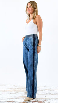 Relaxed Wide-Leg Denim Pants - Medium-190 Denim-RISEN JEANS-Coastal Bloom Boutique, find the trendiest versions of the popular styles and looks Located in Indialantic, FL