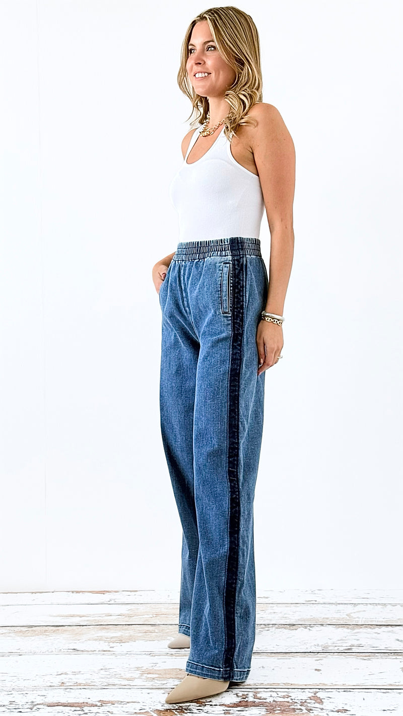 Relaxed Wide-Leg Denim Pants - Medium-190 Denim-RISEN JEANS-Coastal Bloom Boutique, find the trendiest versions of the popular styles and looks Located in Indialantic, FL