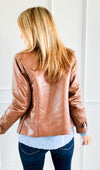 Moto Faux Leather Collar Jacket- Cognac-160 Jackets-IRIS-Coastal Bloom Boutique, find the trendiest versions of the popular styles and looks Located in Indialantic, FL