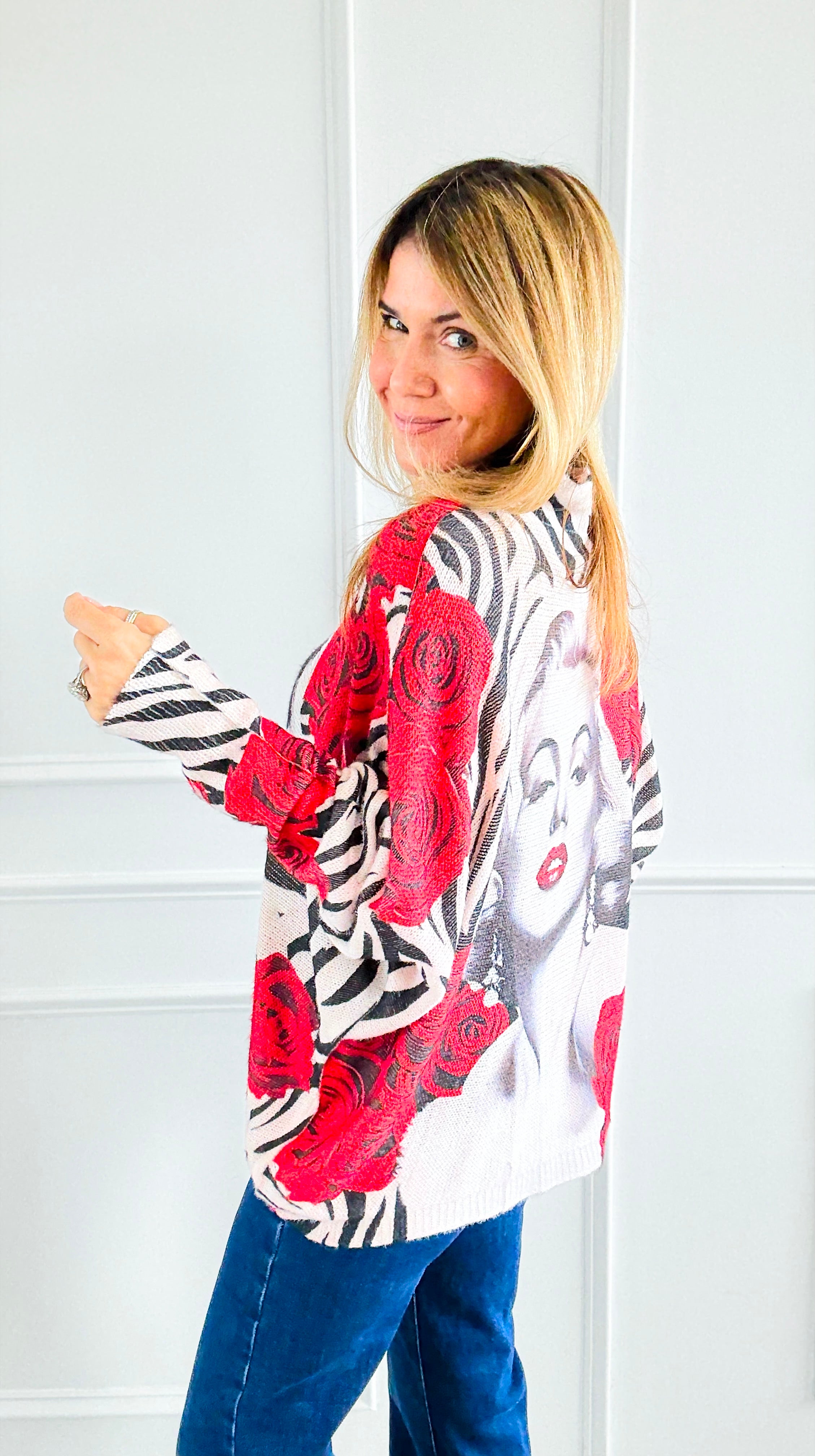 Iconic Glam Rose Turtleneck Italian Knit Sweater-140 Sweaters-SORPRESA-Coastal Bloom Boutique, find the trendiest versions of the popular styles and looks Located in Indialantic, FL