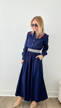 Tommy Who Red + Navy Dress-200 Dresses/Jumpsuits/Rompers-TOUCHE PRIVE-Coastal Bloom Boutique, find the trendiest versions of the popular styles and looks Located in Indialantic, FL