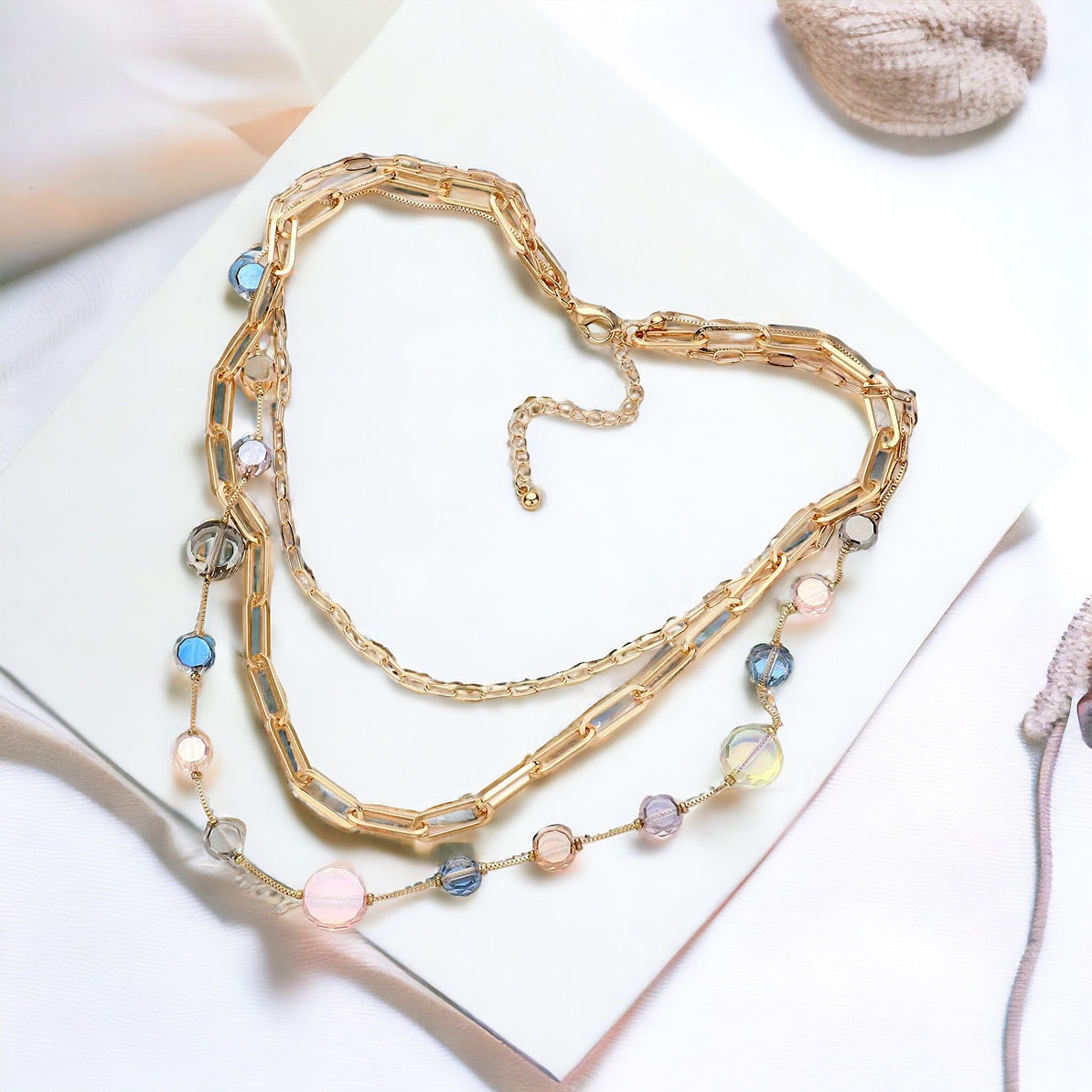 Disc Chain Layered Necklace-230 Jewelry-Wona Trading-Coastal Bloom Boutique, find the trendiest versions of the popular styles and looks Located in Indialantic, FL