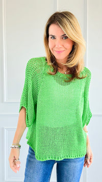 Summer Mesh Italian Knit Top- Green-140 Sweaters-Italianissimo-Coastal Bloom Boutique, find the trendiest versions of the popular styles and looks Located in Indialantic, FL