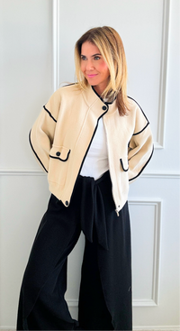 Contrast High Neck Jacket-160 Jackets-BucketList-Coastal Bloom Boutique, find the trendiest versions of the popular styles and looks Located in Indialantic, FL