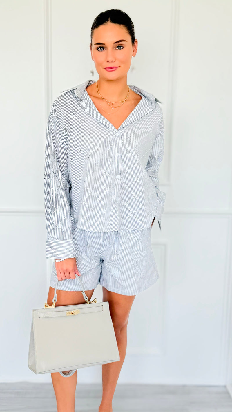Diamond Spark Striped Lounge Set-210 Loungewear/Sets-Hesperus-Coastal Bloom Boutique, find the trendiest versions of the popular styles and looks Located in Indialantic, FL