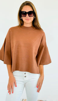 Bell Sleeve Sweater - Deep Camel-140 Sweaters-Zenana-Coastal Bloom Boutique, find the trendiest versions of the popular styles and looks Located in Indialantic, FL