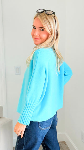 Break Free Long Sleeve Italian Sweater - French Blue