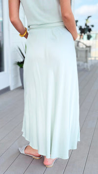 Just My Type Italian Skirt- Sage