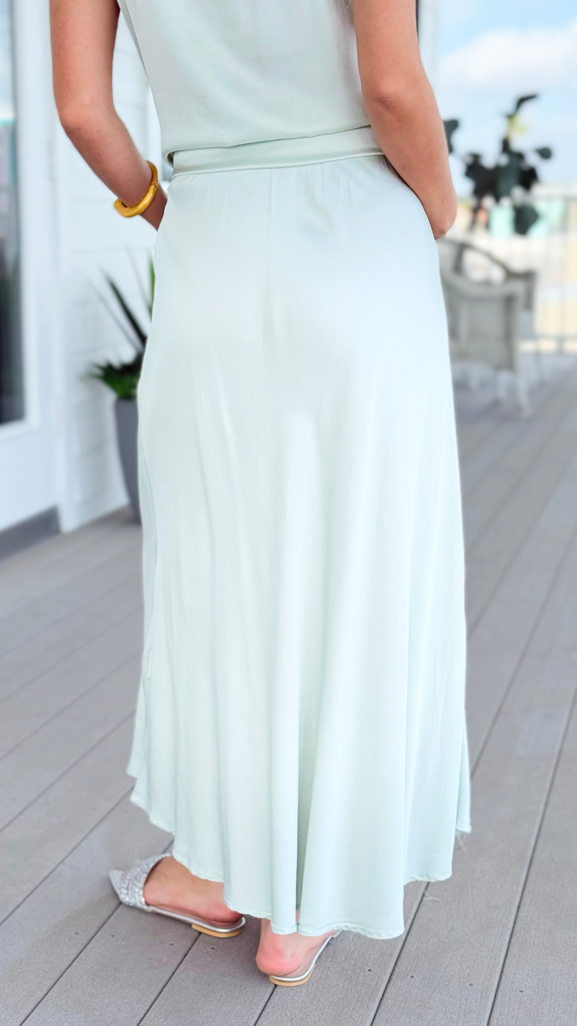 Just My Type Italian Skirt- Sage