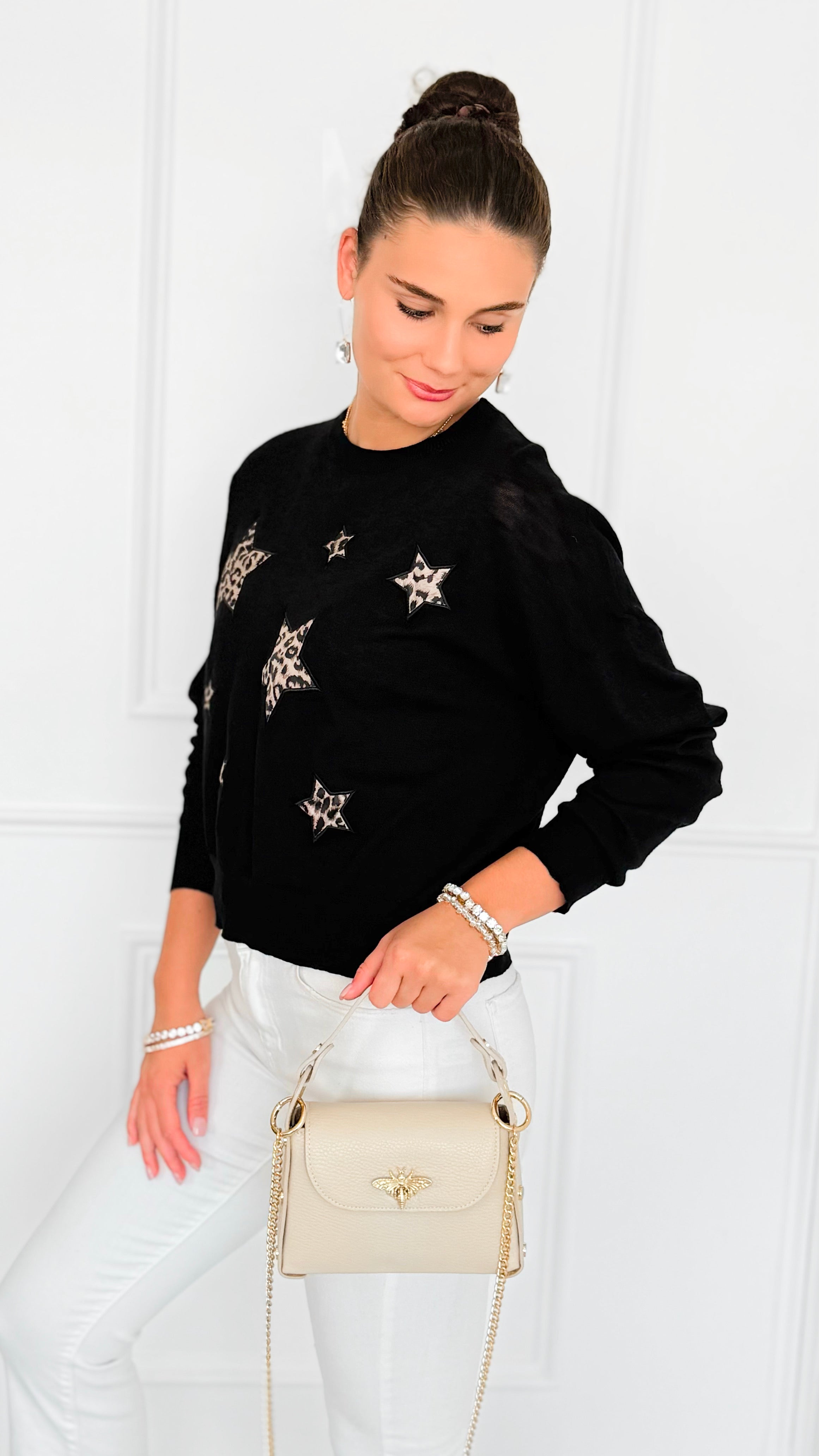 Star Wild Long Sleeve Top- Black-110 Long Sleeve Tops-V SKY-Coastal Bloom Boutique, find the trendiest versions of the popular styles and looks Located in Indialantic, FL