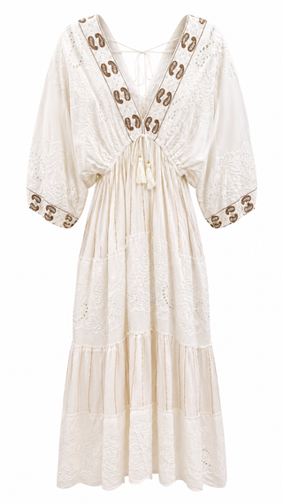 Paisley Glow Embroidered Maxi Dress