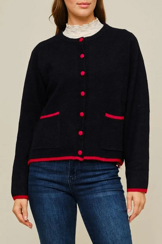 Classic Contrast Pocket Cardigan