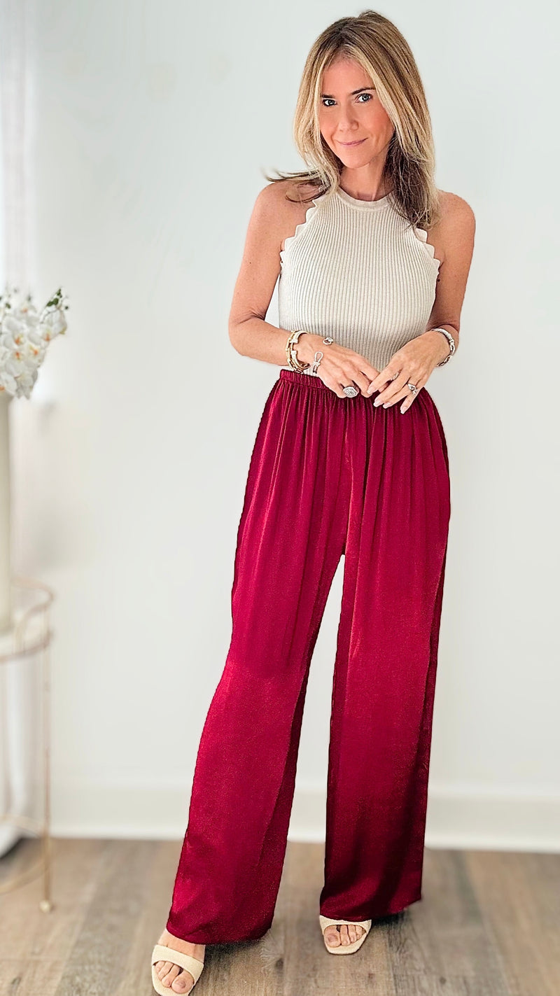 An Evening to Remember Palazzo Pants - Bordeaux-170 Bottoms-Tempo-Coastal Bloom Boutique, find the trendiest versions of the popular styles and looks Located in Indialantic, FL