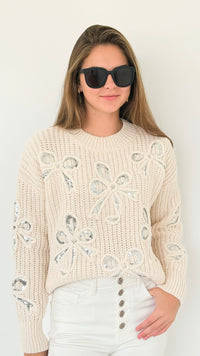 Whimsical Bow Knit Pullover-140 Sweaters-LC Lizette-Coastal Bloom Boutique, find the trendiest versions of the popular styles and looks Located in Indialantic, FL