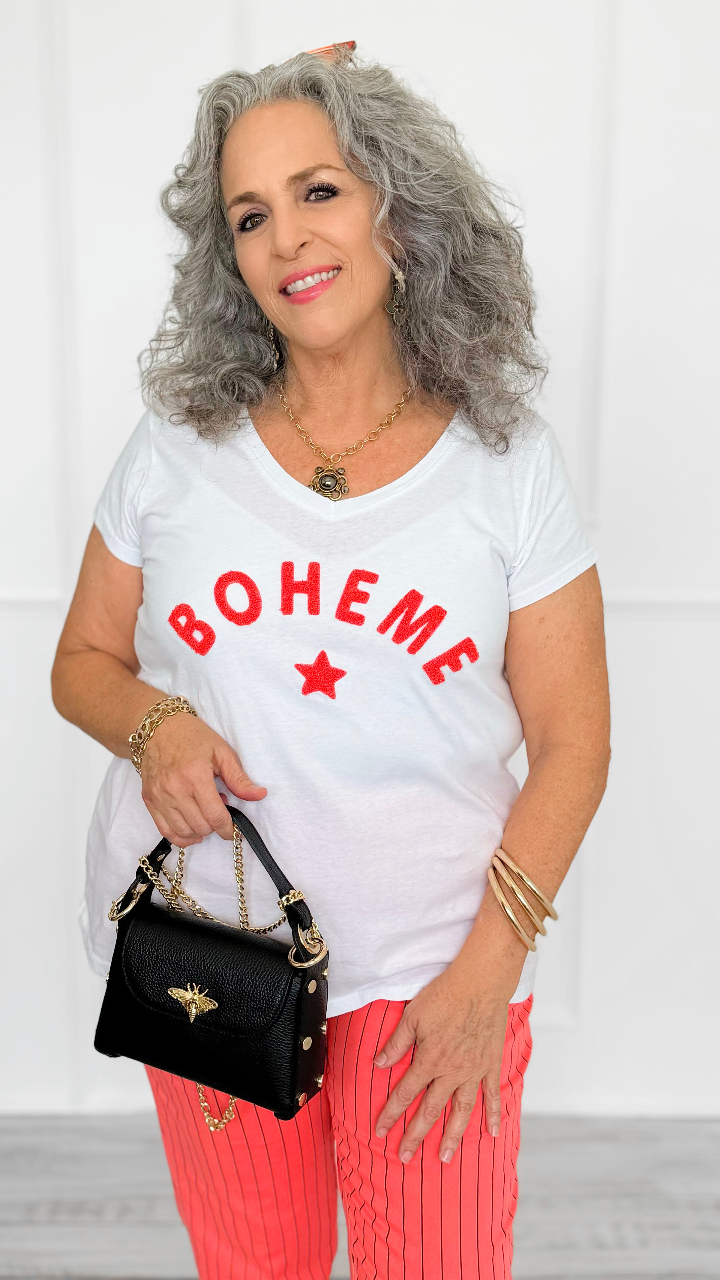 Starlit Spirit Italian T-Shirt-110 short Sleeve Top-LY PARIS-Coastal Bloom Boutique, find the trendiest versions of the popular styles and looks Located in Indialantic, FL