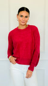 Brushed Melange Sweater - Dark Red-140 Sweaters-Zenana-Coastal Bloom Boutique, find the trendiest versions of the popular styles and looks Located in Indialantic, FL