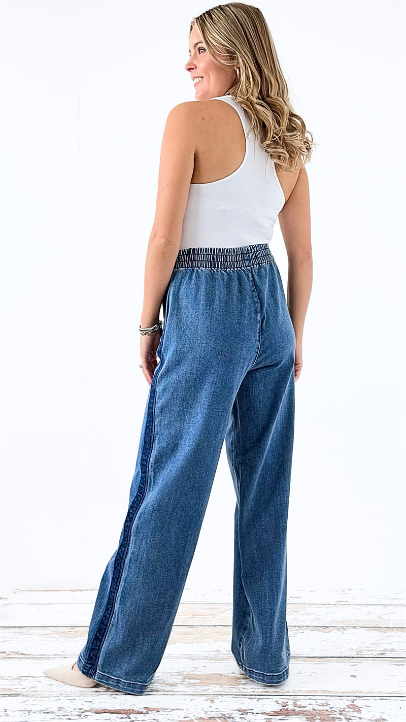 Relaxed Wide-Leg Denim Pants - Medium-190 Denim-RISEN JEANS-Coastal Bloom Boutique, find the trendiest versions of the popular styles and looks Located in Indialantic, FL