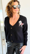 Equestrian Parade Italian Cardigan- Black-140 Sweaters-K2-Coastal Bloom Boutique, find the trendiest versions of the popular styles and looks Located in Indialantic, FL
