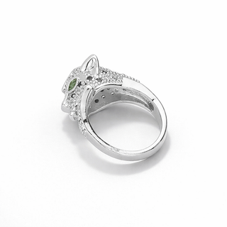 Fierce Elegance Panther Ring - Silver/Emerald