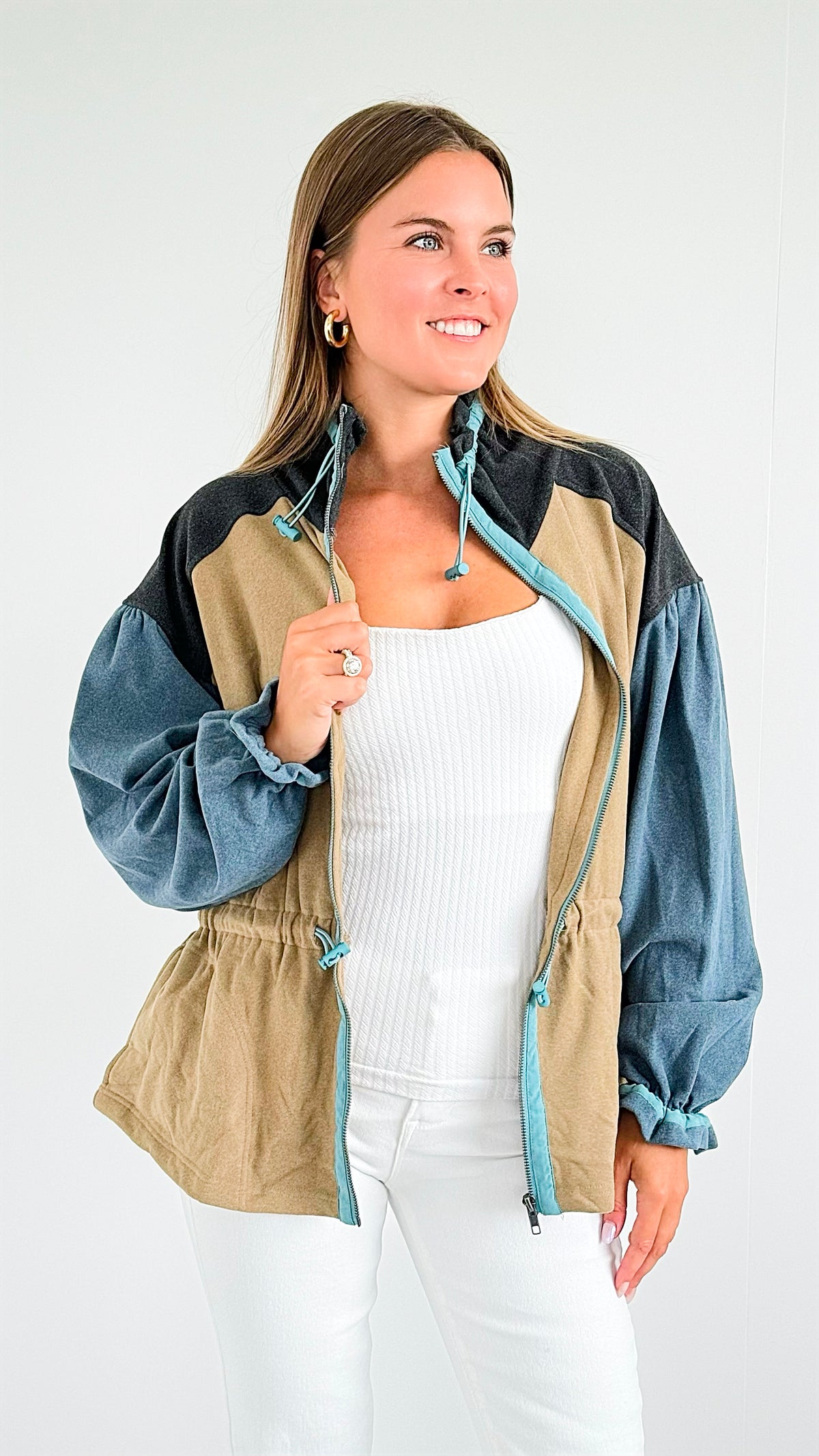 Alpine Adventure Drawstring Jacket-160 Jackets-mystree-Coastal Bloom Boutique, find the trendiest versions of the popular styles and looks Located in Indialantic, FL