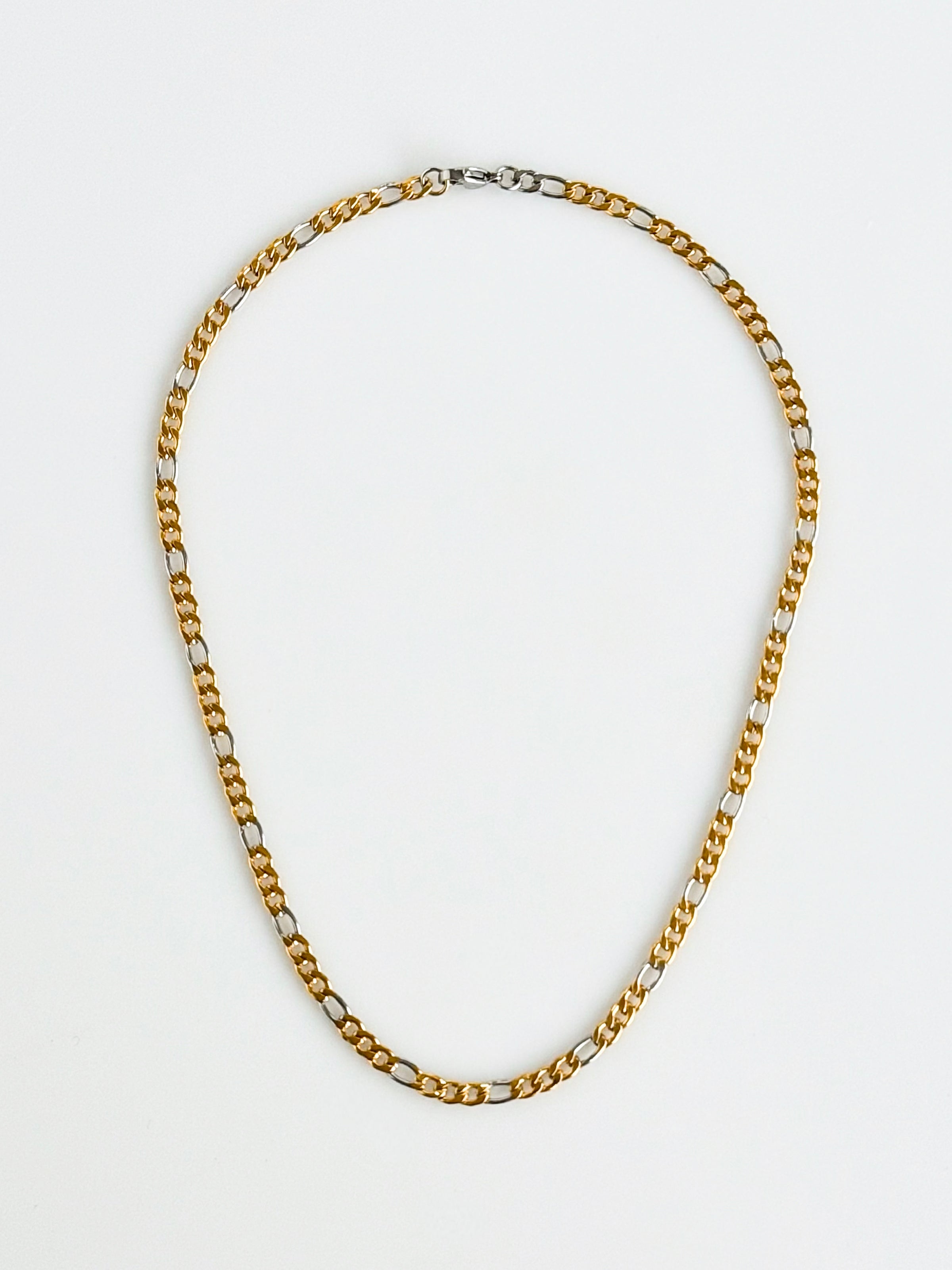 Stainless Steel Cuban Two Tone Necklace-230 Jewelry-ALEN JEWELRY-Coastal Bloom Boutique, find the trendiest versions of the popular styles and looks Located in Indialantic, FL