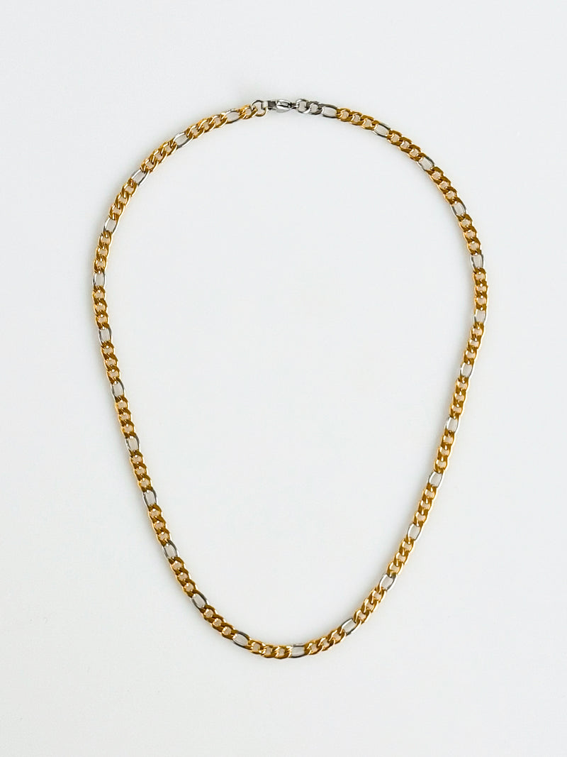 Stainless Steel Cuban Two Tone Necklace-230 Jewelry-ALEN JEWELRY-Coastal Bloom Boutique, find the trendiest versions of the popular styles and looks Located in Indialantic, FL