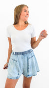 Sorrento Smocked Waist Shorts-170 Bottoms/Shorts-DOE AND RAE-Coastal Bloom Boutique, find the trendiest versions of the popular styles and looks Located in Indialantic, FL