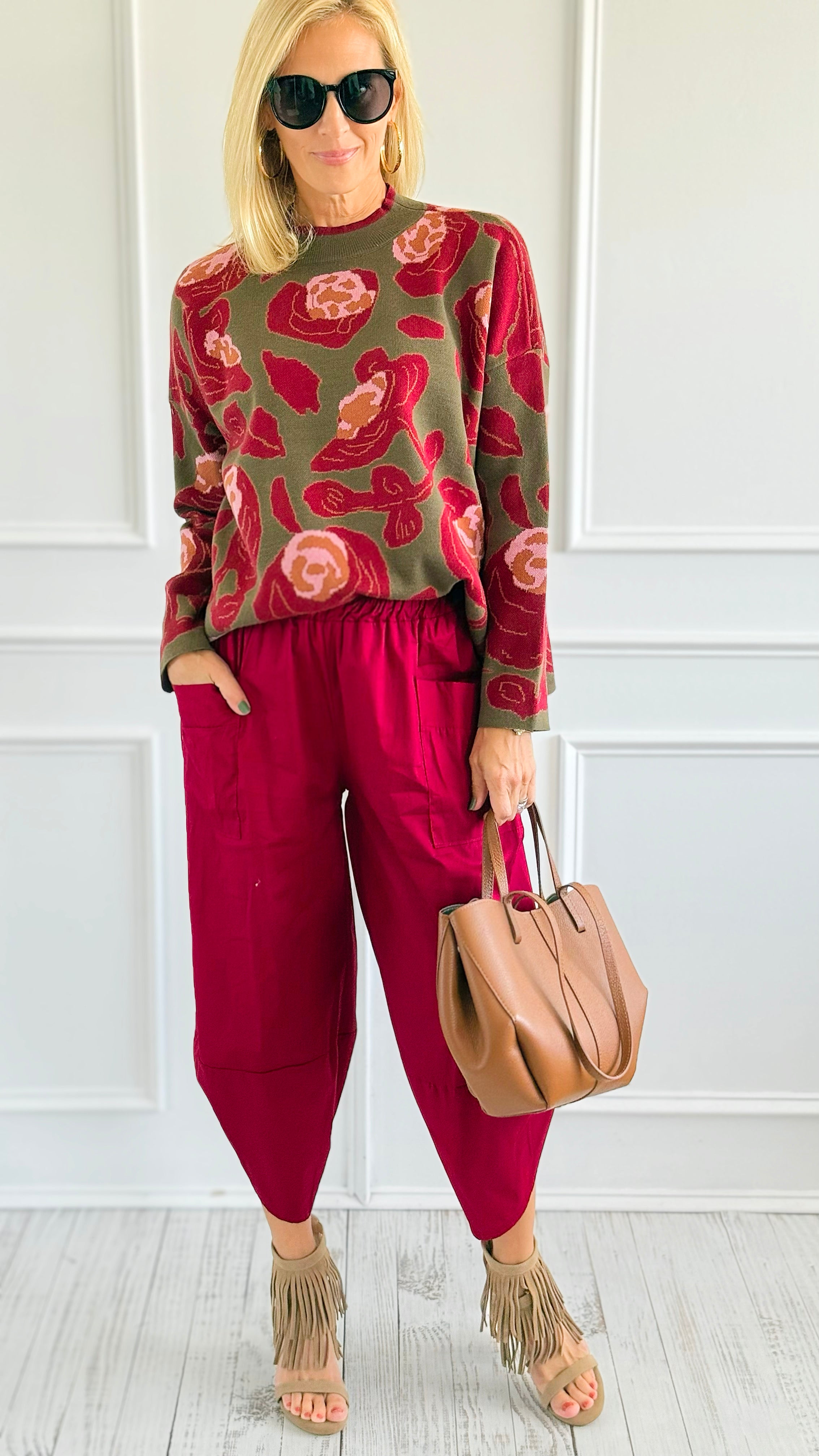 Blooming Elegance Knit Sweater - Olive-140 Sweaters-JODIFL-Coastal Bloom Boutique, find the trendiest versions of the popular styles and looks Located in Indialantic, FL