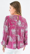 Shimmer & Pleat Blouse-130 Long sleeve top-Jodifl-Coastal Bloom Boutique, find the trendiest versions of the popular styles and looks Located in Indialantic, FL