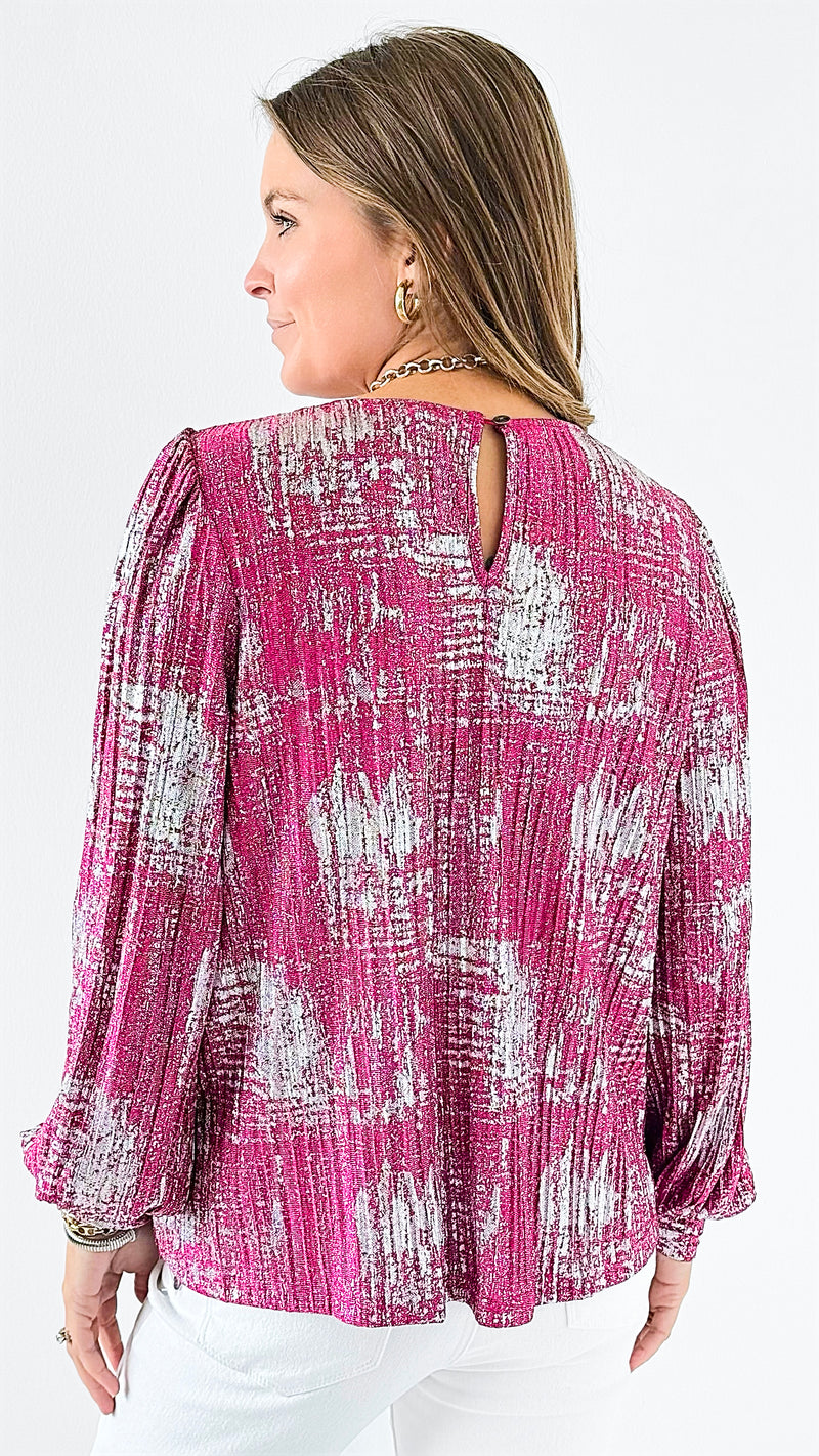 Shimmer & Pleat Blouse-130 Long sleeve top-Jodifl-Coastal Bloom Boutique, find the trendiest versions of the popular styles and looks Located in Indialantic, FL
