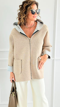 Modern Comfort Italian Zip- Up Hoodie Jacket-160 Jackets-BONITO SRL-Coastal Bloom Boutique, find the trendiest versions of the popular styles and looks Located in Indialantic, FL