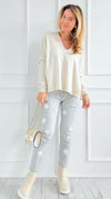Pearl Petals Italian Denim Pant-100 Pants-DIPINTO DI BLU-Coastal Bloom Boutique, find the trendiest versions of the popular styles and looks Located in Indialantic, FL