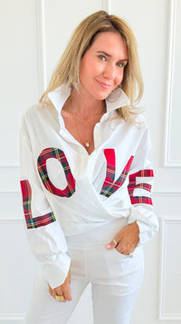 Tartan Love Italian Blouse-110 Long Sleeve Tops-TATTOO Z-Coastal Bloom Boutique, find the trendiest versions of the popular styles and looks Located in Indialantic, FL