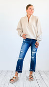 Zip-Up Scuba Long Sleeve Sweatshirt -Taupe-110 Long Sleeve Tops-BucketList-Coastal Bloom Boutique, find the trendiest versions of the popular styles and looks Located in Indialantic, FL