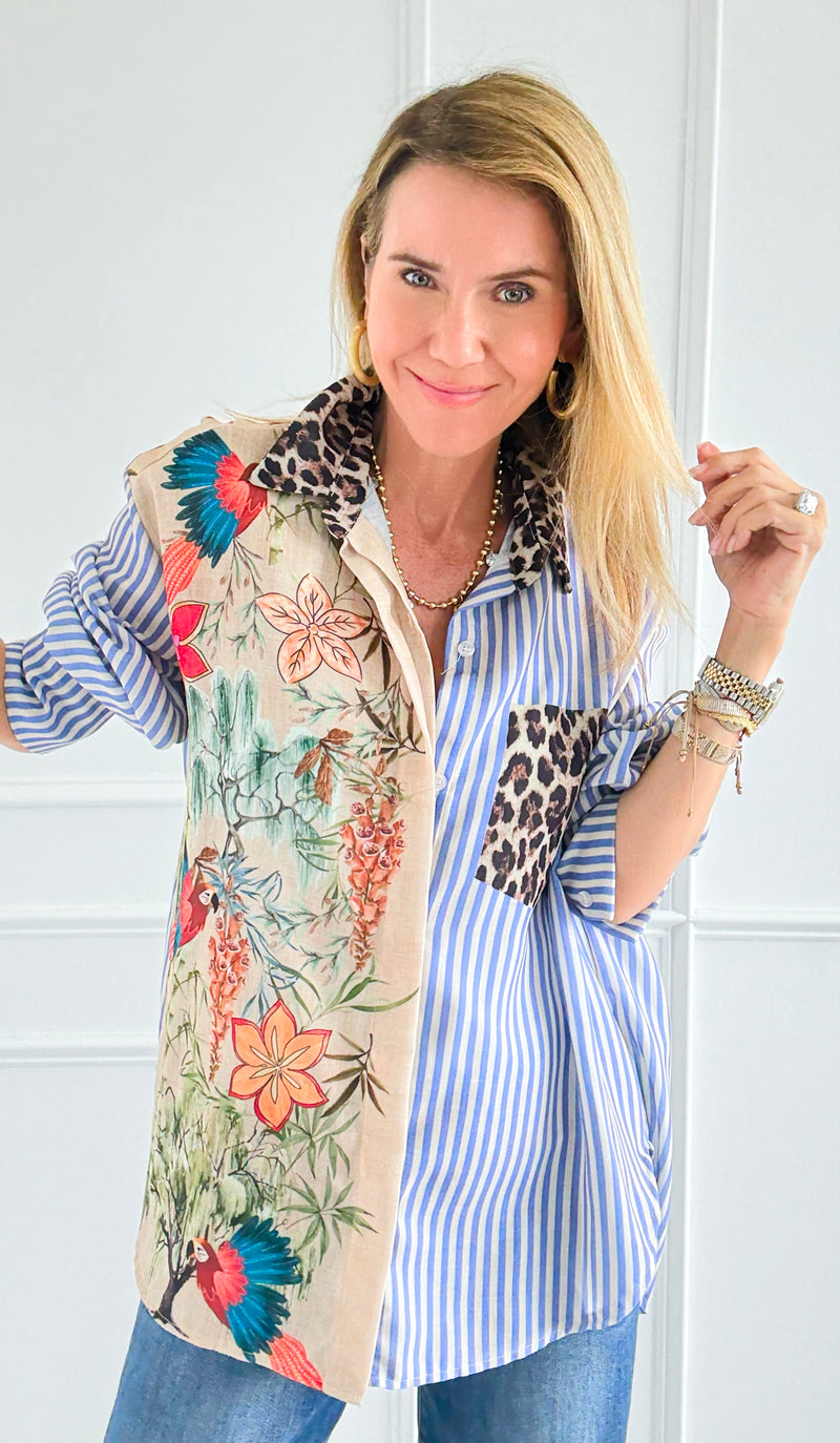 Pre Auth - L'uccello Italian Blouse-110 Long Sleeve Tops-Italianissimo-Coastal Bloom Boutique, find the trendiest versions of the popular styles and looks Located in Indialantic, FL