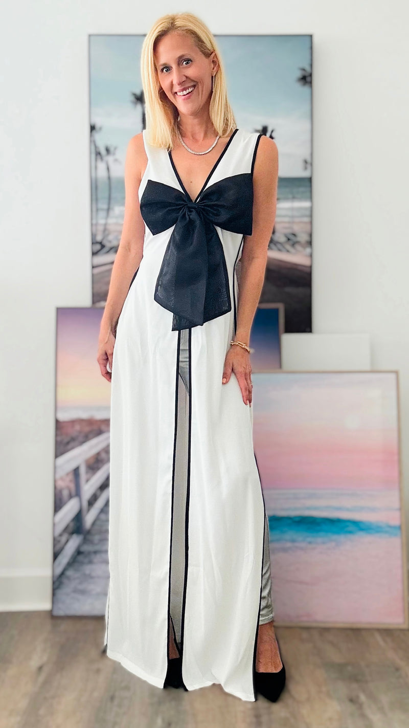 Timeless Duo Bow Top - White-100 Sleeveless Tops-Valentine-Coastal Bloom Boutique, find the trendiest versions of the popular styles and looks Located in Indialantic, FL