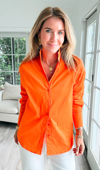 Sutton Italian Button Up Blouse- Orange