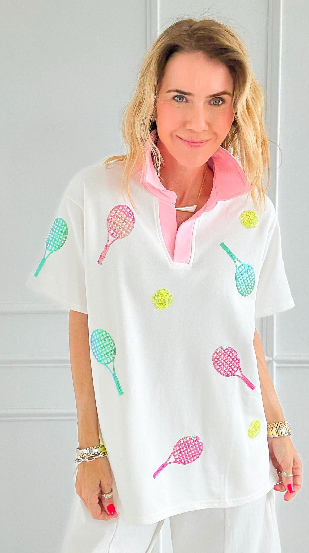 Game, Set, Match Polo Top-110 Short Sleeve Tops-Fantastic Fawn-Coastal Bloom Boutique, find the trendiest versions of the popular styles and looks Located in Indialantic, FL