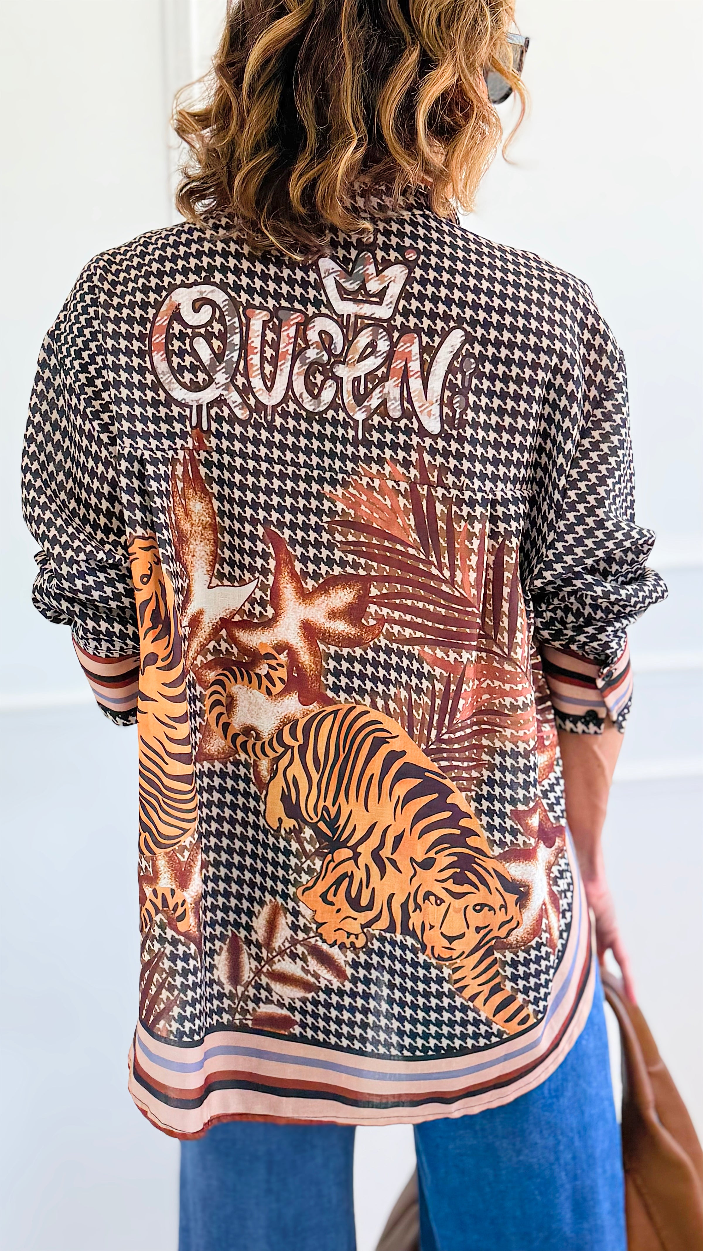 Crowned Instinct Italian Shirt-110 Long Sleeve Tops-Italianissimo-Coastal Bloom Boutique, find the trendiest versions of the popular styles and looks Located in Indialantic, FL