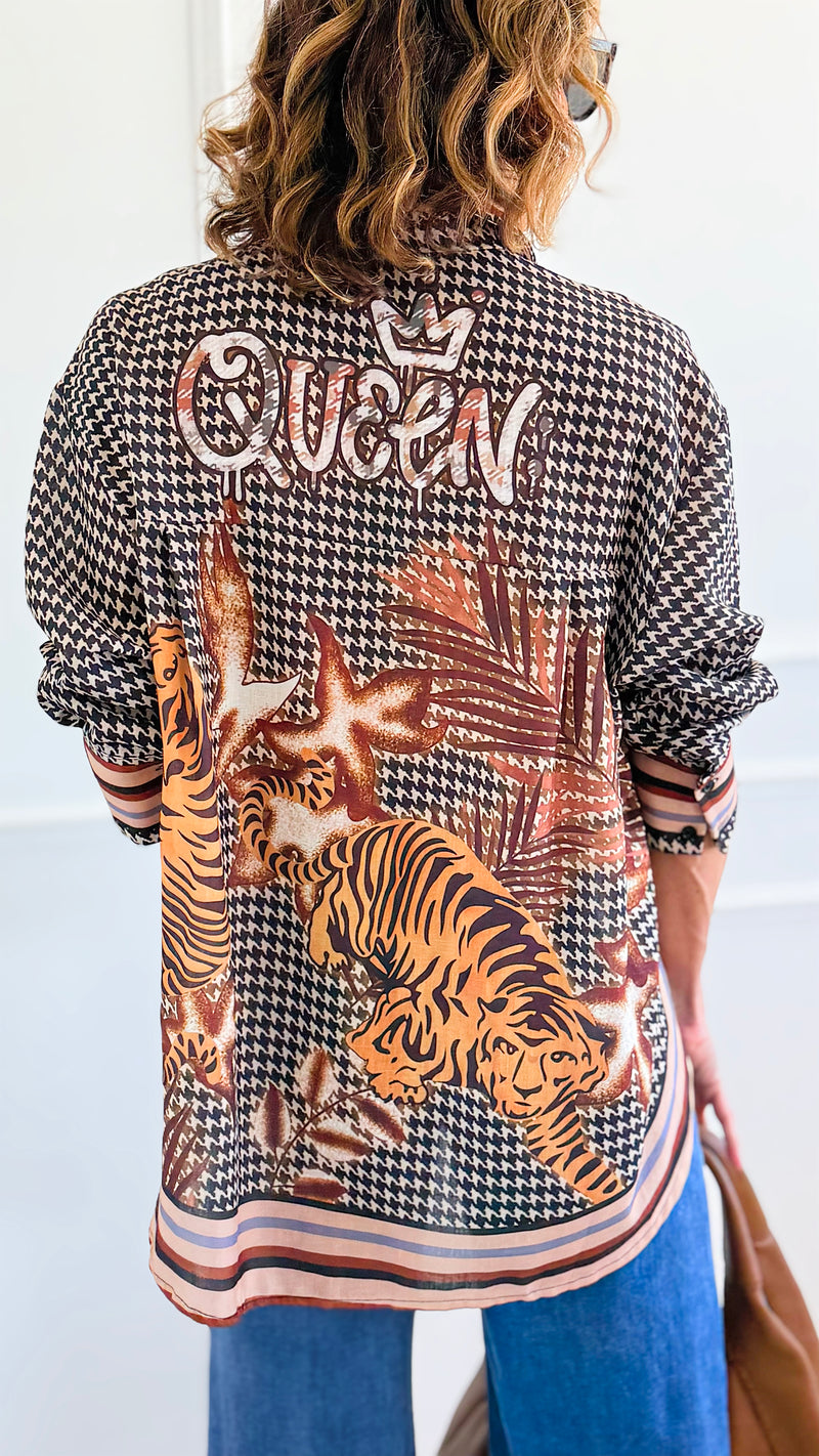 Crowned Instinct Italian Shirt-110 Long Sleeve Tops-Italianissimo-Coastal Bloom Boutique, find the trendiest versions of the popular styles and looks Located in Indialantic, FL