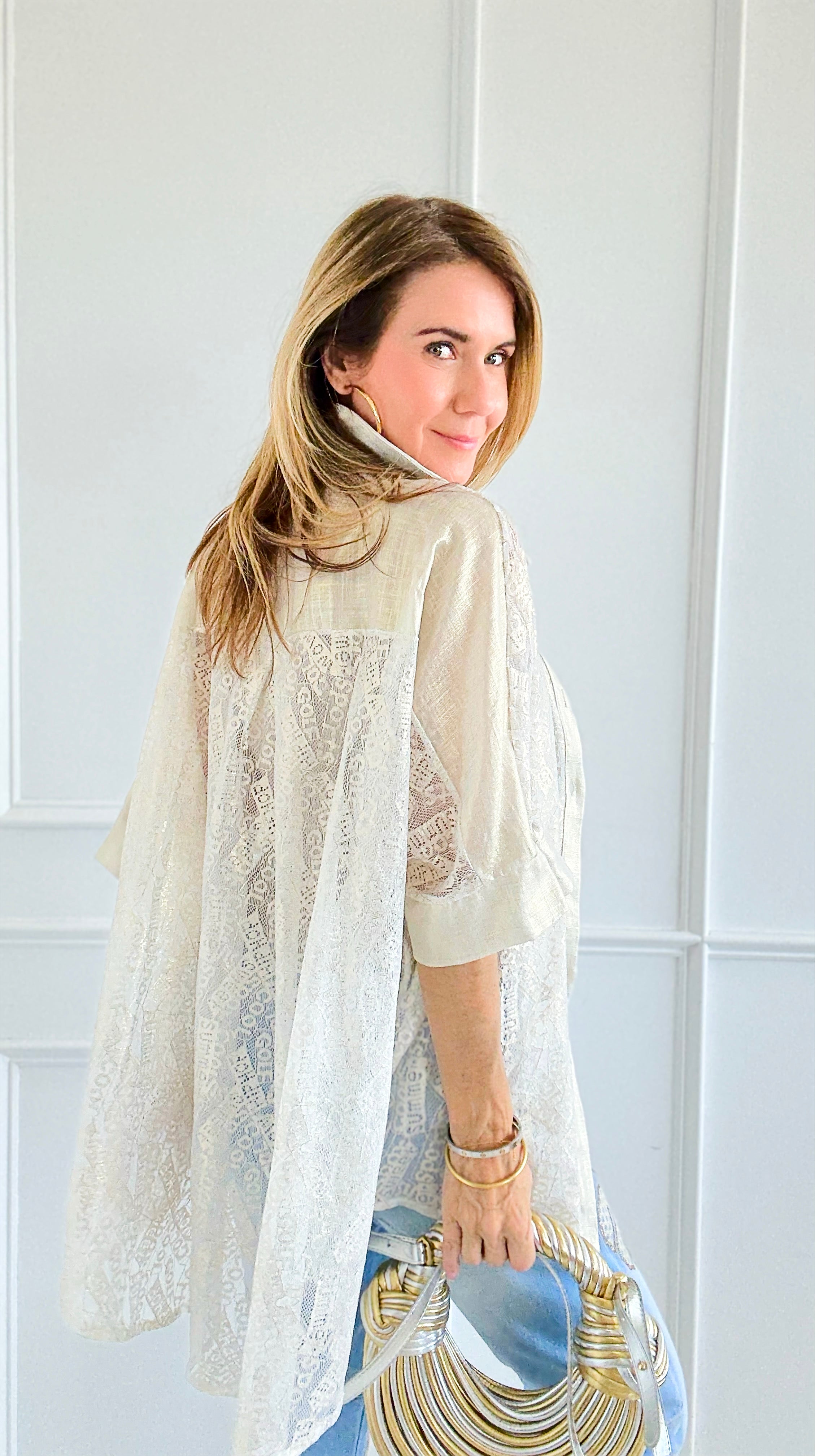 Radiant Lace Illusion Italian Blouse-170 Bottoms-SEÑORITA C-Coastal Bloom Boutique, find the trendiest versions of the popular styles and looks Located in Indialantic, FL