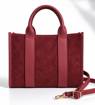Capri Italian Suede Tote- Wine