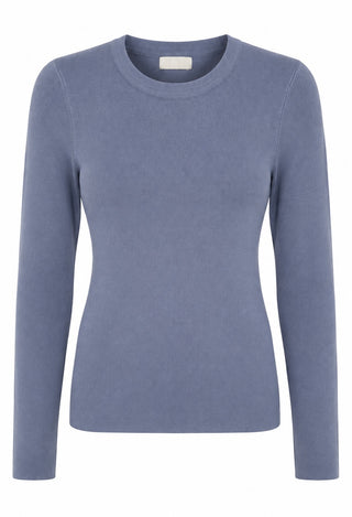 Fitted Crew Neck Pullover  - Blue