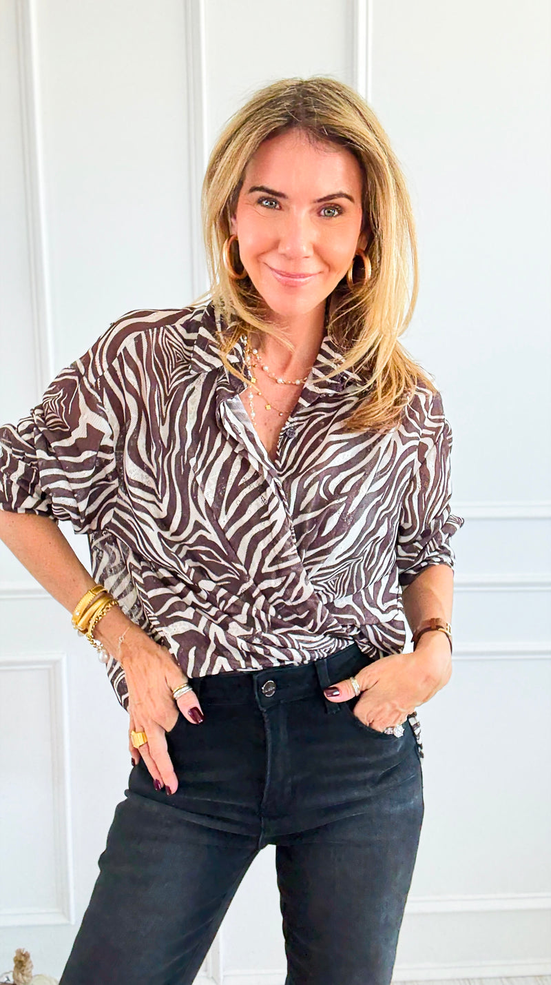 Untamed Grace Lace Italian Button- Down Top-110 Long Sleeve Tops-TATTOO Z-Coastal Bloom Boutique, find the trendiest versions of the popular styles and looks Located in Indialantic, FL