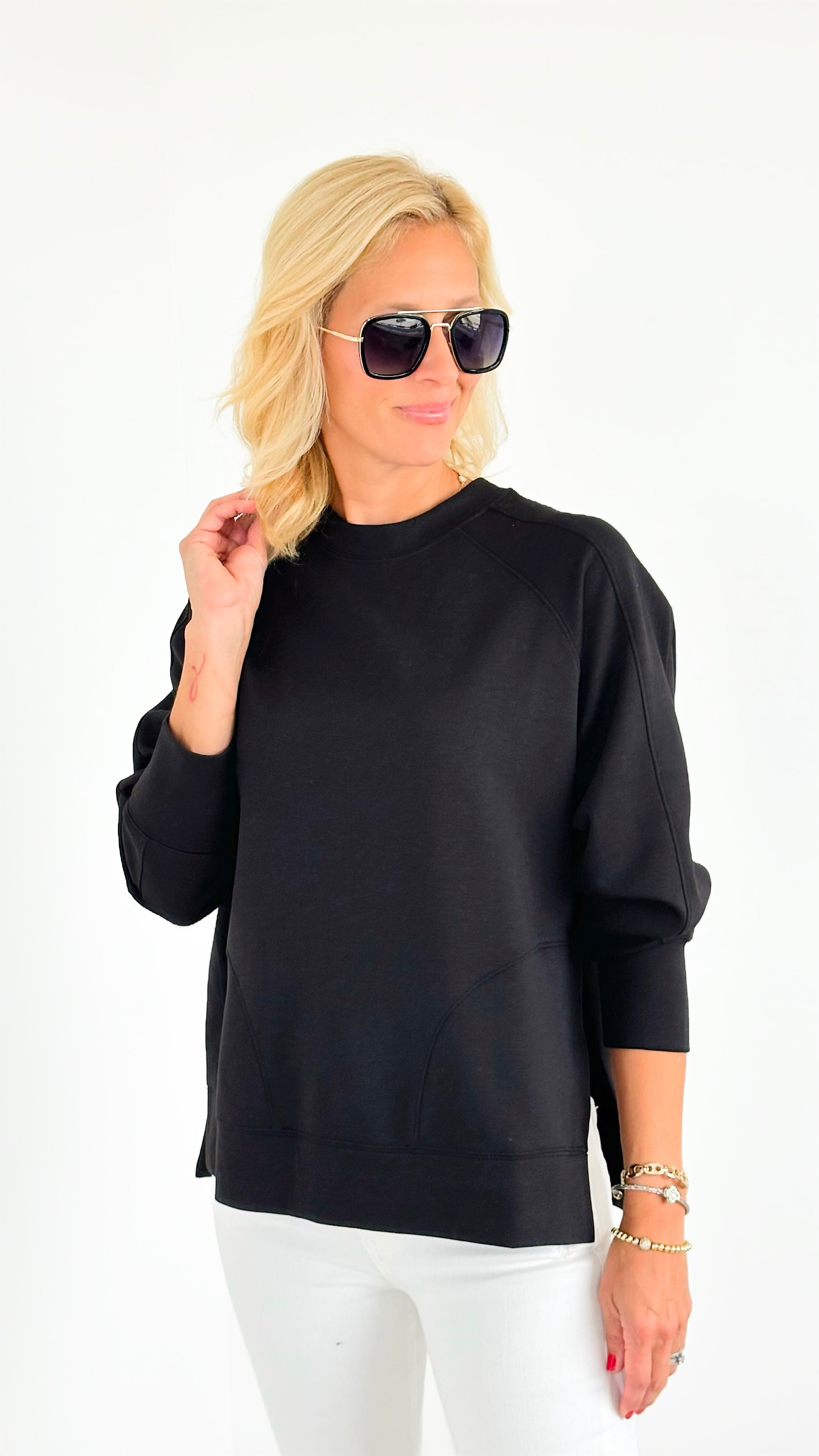 City Vibes Oversized Sweatshirt - Black-130 Long Sleeve Tops-Zenana-Coastal Bloom Boutique, find the trendiest versions of the popular styles and looks Located in Indialantic, FL