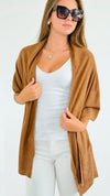 Solid V-Neck with Buttons Poncho - Khaki-150 Cardigans/Layers-NYW-Coastal Bloom Boutique, find the trendiest versions of the popular styles and looks Located in Indialantic, FL