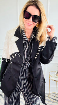 Midnight Pearl Couture Blazer-160 Jackets-LA ROS-Coastal Bloom Boutique, find the trendiest versions of the popular styles and looks Located in Indialantic, FL